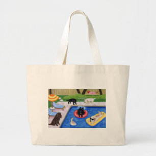 Grand Tote Bag Peinture d'amusement de Labradors de réception au