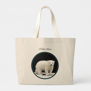 Grand Tote Bag Peinture de l'ours polaire Art faunique original