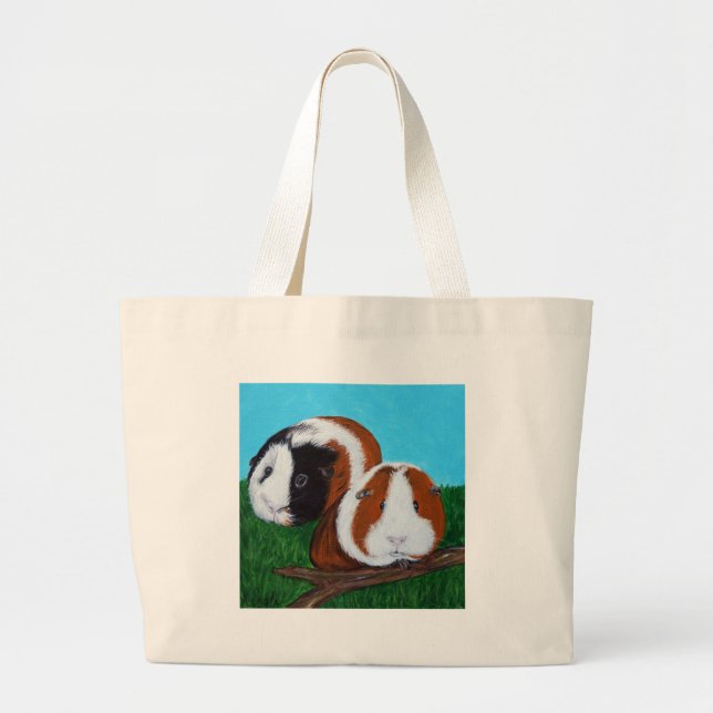 Grand Tote Bag Peinture des cochons de Guinée (Devant)