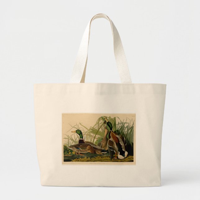 Grand Tote Bag Peinture d'oiseaux de Mallard Duck Audubon (Devant)