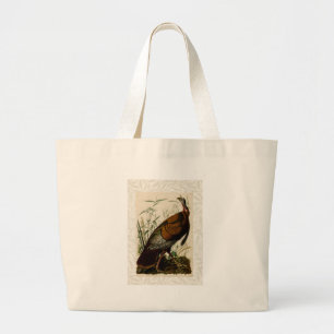 Grand Tote Bag Peinture d'oiseaux sauvages de Turquie Audubon