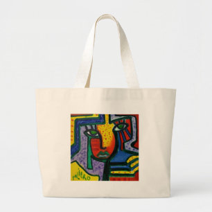 Grand Tote Bag Peinture du bois abstraite