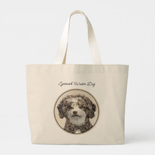 Grand Tote Bag Peinture espagnole de chien d'eau Bicolor Chien Ar