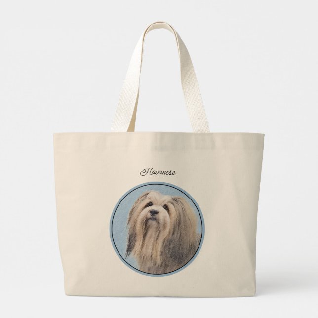 Grand Tote Bag Peinture Havanaise Silver mignonne Artiste Pot Ori (Dos)