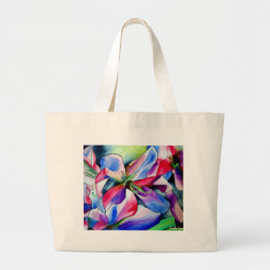 Grand Tote Bag Peinture originale aquarelle de fleurs d'Azalée ar