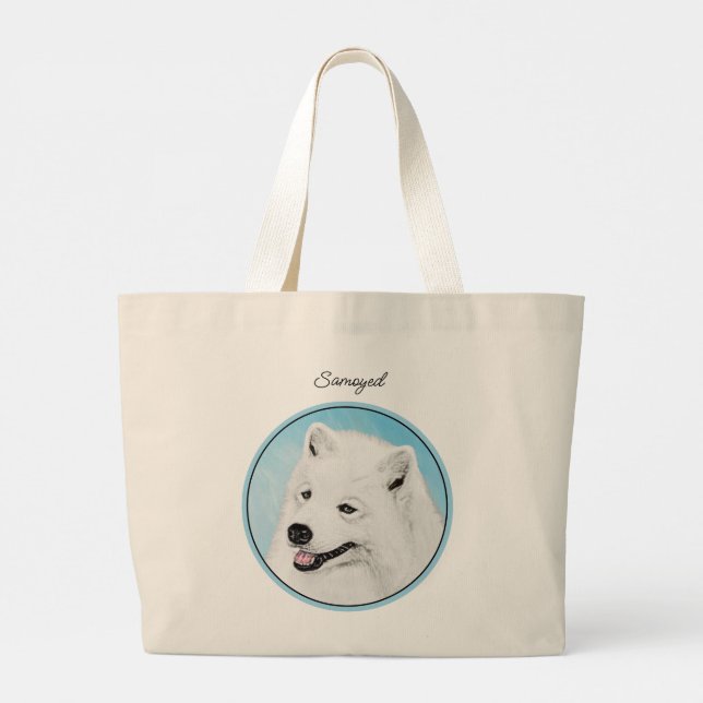 Grand Tote Bag Peinture Samoyed Blanc mignonne Original Animal Ch (Dos)