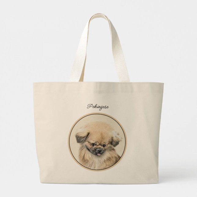 Grand Tote Bag Pekingese Peinture Faune Cute Original Animal Chie (Dos)