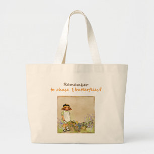 Grand Tote Bag Pensez à poursuivre les papillons Embrasser la vie
