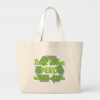 Grand Tote Bag Pensez le Pérou vert