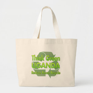 Grand Tote Bag Pensez l'Ouganda vert