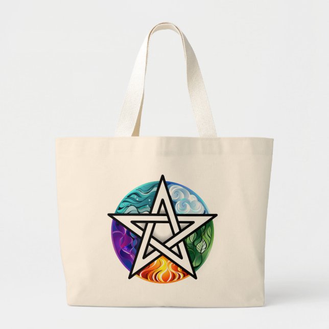 Grand Tote Bag pentagramme du Wiccan (Devant)
