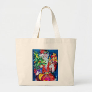 GRAND TOTE BAG PÈRE NOËL AVEC ARBRE DE NOËL ET CADEAUX