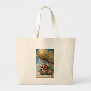 Grand Tote Bag Père Noël et son dirigeable souple
