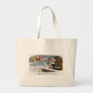 Grand Tote Bag Père Noël Vintage