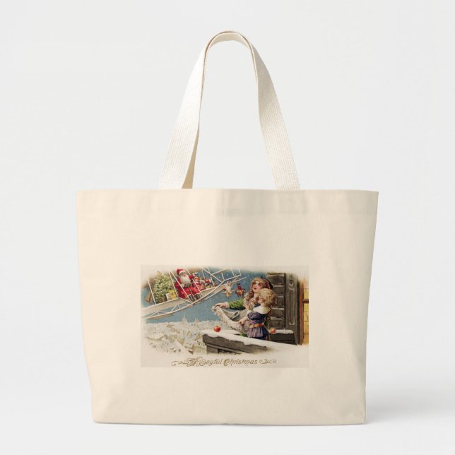 Grand Tote Bag Père Noël Vintage (Devant)