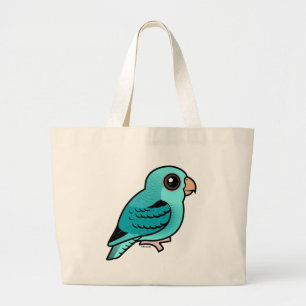 Grand Tote Bag Perruche barrée par turquoise