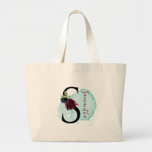 Grand Tote Bag Personalized Burgundy Floral S Bridal Shower Gift 