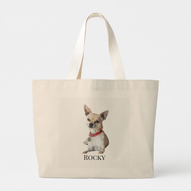Grand Tote Bag Personalized Dog Photo | Custom Pet Name  (Dos)