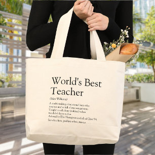 Grand Tote Bag Personalized World's Best Teacher Definition