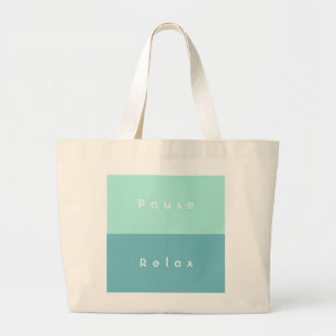 Grand Tote Bag Personnalisé 3 mots Message personnalisé Vert bleu