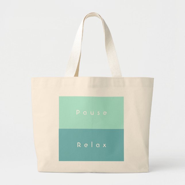 Grand Tote Bag Personnalisé 3 mots Message personnalisé Vert bleu (Devant)