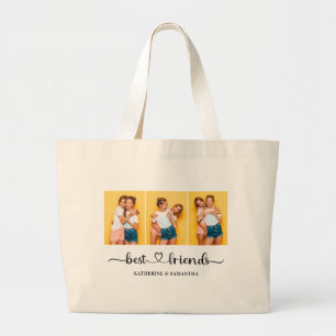Grand Tote Bag Personnalisé 3 Photo Collage Meilleurs Amis Pour T