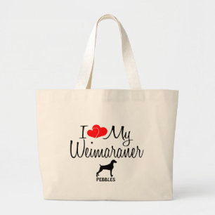 Grand Tote Bag Personnalisé J'aime mon Weimaraner
