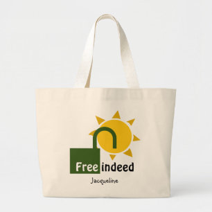 Grand Tote Bag Personnalisé John 8:36 LIBRE EN EFFET chrétien