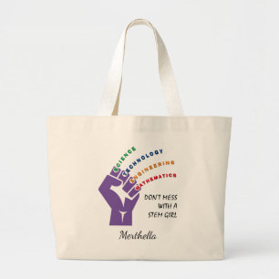 GRAND TOTE BAG PERSONNALISÉ NE PAS MESS STEM GIRL