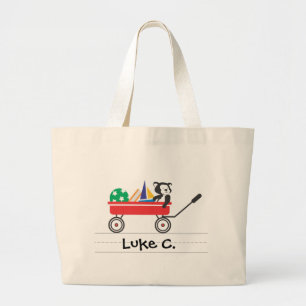 Grand Tote Bag Personnalisé peu de chariot rouge Fourre-tout