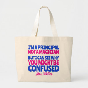Grand Tote Bag Personnalisé Principal Funny Pas un magicien