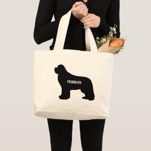 Grand Tote Bag PERSONNALISÉ Terre-Neuve Séleveurs de chiens Silho