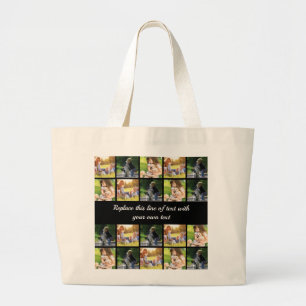 Grand Tote Bag Personnaliser le collage photo et le texte