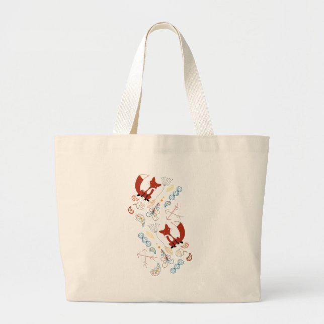 Grand Tote Bag Personnaliser le Motif Woodland Fox moderne (Devant)