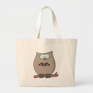 Grand Tote Bag Personnaliser un hibou,<TEXT>