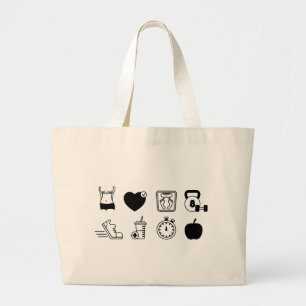Grand Tote Bag Perte de poids, exercice, icônes