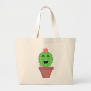Grand Tote Bag Petit Cactus Mignon Dessin Animé Succulent Design