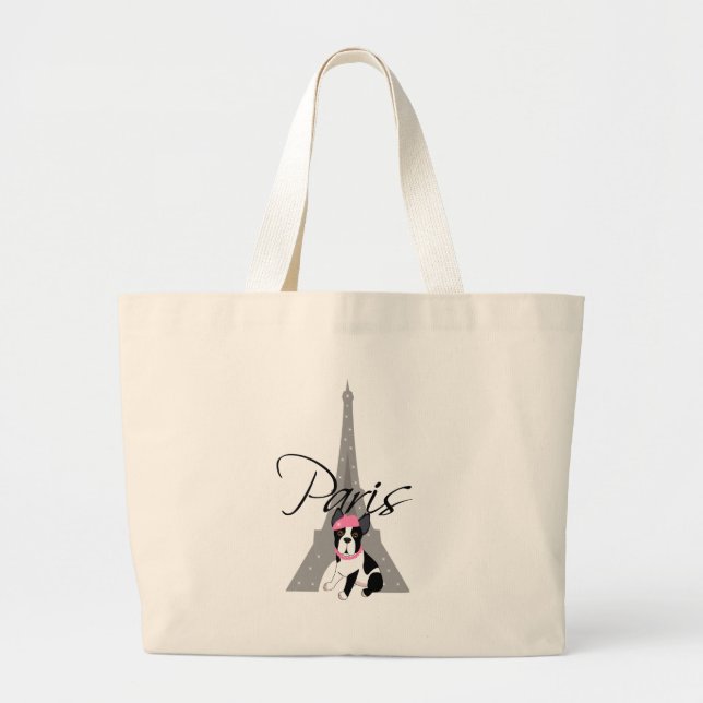 Grand Tote Bag Petit chien à Paris de le (Devant)