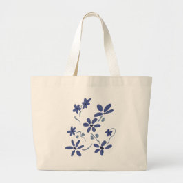 Grand Tote Bag Petite Fleurs Romantiques Bleues