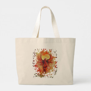 Grand Tote Bag Phénix Ardente S'élevant Art de la Flamme Mythique