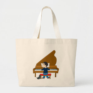 Grand Tote Bag Pianiste et chien