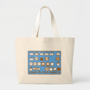 GRAND TOTE BAG PICTOGRAMMES DE POÉSIE DE LAVAGE ET DE FER