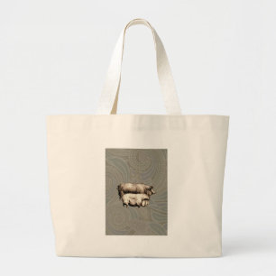 Grand Tote Bag Pig Farm Pays Antique Illustration Art