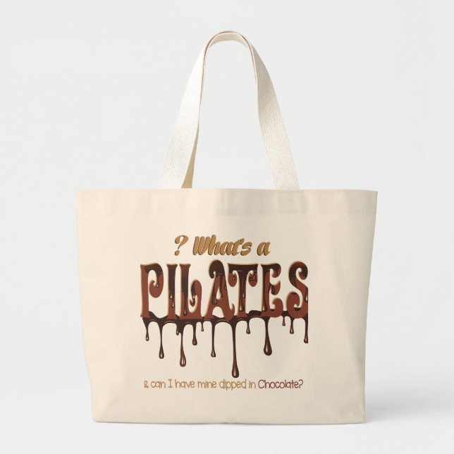 Grand Tote Bag Pilates amusants trempés dans du chocolat (Devant)