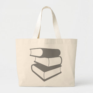 Grand Tote Bag Pile De Livres Gris