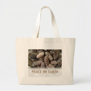 Grand Tote Bag Pin De Vacances Classique Paix Cône Sur Terre