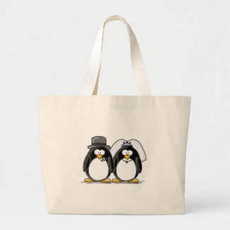 Grand Tote Bag Pingouins de jeunes mariés