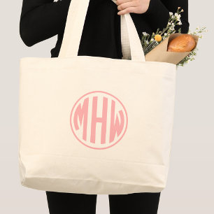 Grand Tote Bag Pink 3 Premier cercle Monogramme Police DO-IT-YOUR