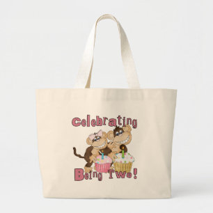 Grand Tote Bag Pink Party Monkey 2e Anniversaire Tshirts et cadea