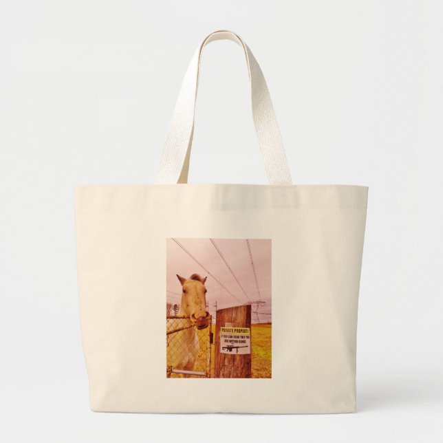 Grand Tote Bag Pink Private Property Horse (Devant)